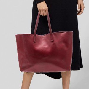 YSL Saint Laurent E/W Large Cranberry Red Shopper Tote